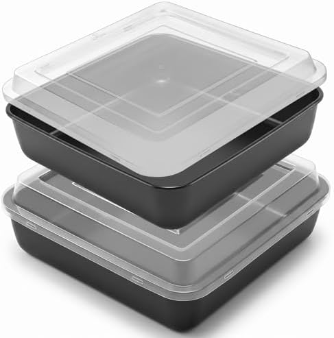 8x8 Baking Pan with Lid 2Pcs Stainless Steel Square Cake Pan for