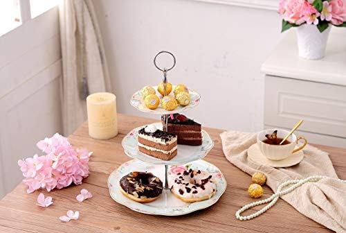 Jusalpha Light Blue 3-tier Ceramic Cake Stand- Cupcake Stand