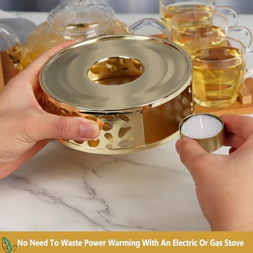 KAYCROWN Teapot Warmer, Stainless Steel Tea Warmer with Candle Holder