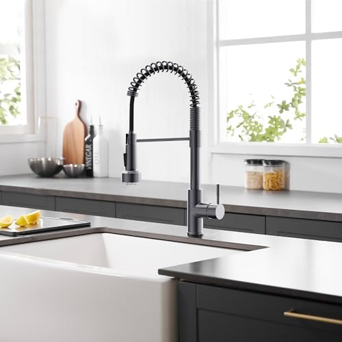 GIMILI LED Black Stainless Kitchen Faucet with Pull-Down Sprayer