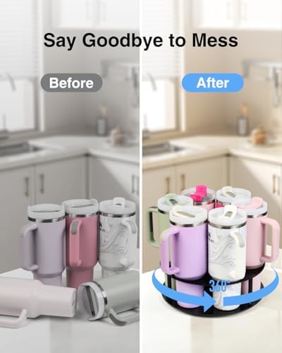 Luxtude Black 360 Rotatable Stanley Cup Organizer Holder for Kitchen