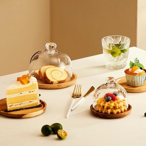 Glass Butter Dish with Lid, Clear Domed Cheese Dish with Handle-6 inch