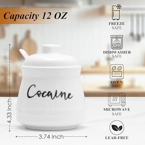 Ceramic Sugar Bowl with Lid and Spoon Funny Sugar Container for Coffee