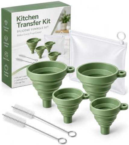Kitchen Funnel Set 4 Pack, Small and Large, Kitchen Food Gadgets