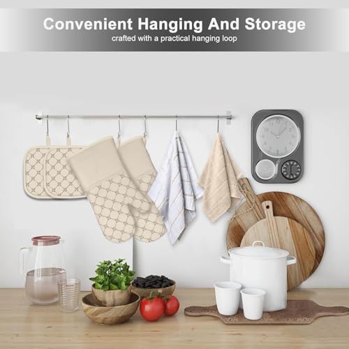 Oven Mitts Kitchen Towels Dishcloths with Pot Holders Sets 12PCS, Dish