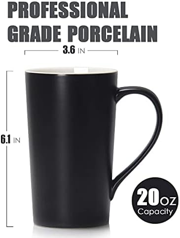 20 oz Large Coffee Mugs, M007 Tall Ceramic Cup with Handle for Dad