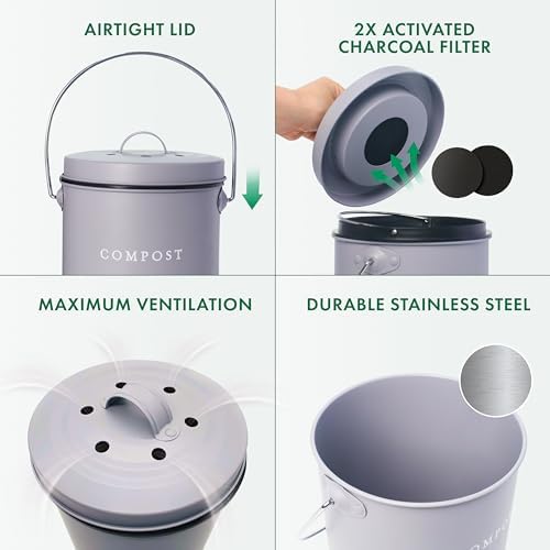 FINESSY Small Countertop Kitchen Compost Bin with Lid