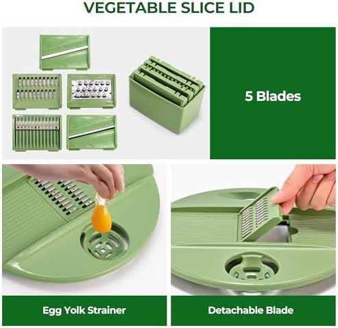 SUSTEAS Salad Spinner Large, Lettuce Spinner with 5 Blade Slicer, 5Qt