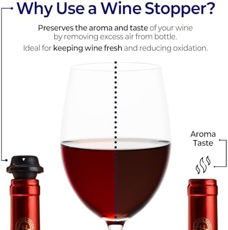 Vintorio Vacuum Wine Saver Pump with 4 Reusable Bottle Stoppers
