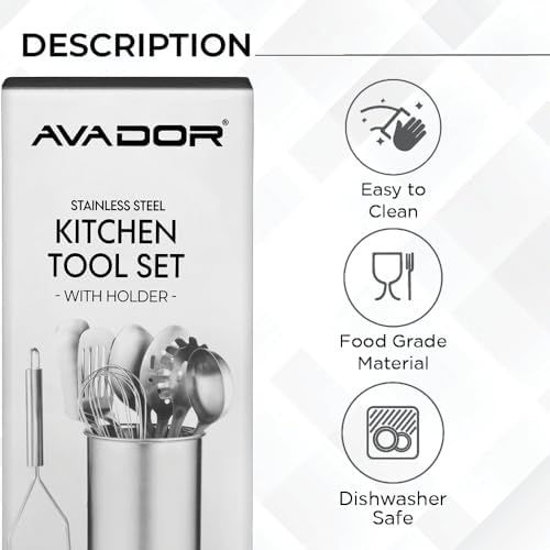 Avador Set of 10 Stainless Steel Kitchen Tools