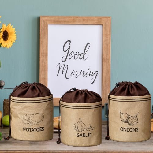 3 Pcs Potato Onion Garlic Storage Bag, Washable Vegetable Storage Bags