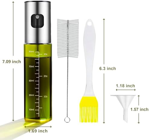 2-Pack Oil Sprayers with Funnel and Brush, 3.4oz