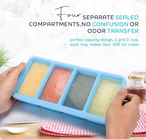 ZIP STANDING Silicone Freezer Trays with Lid,1-cup Soup Freezer