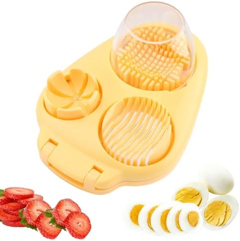 3-in-1 Egg Slicer for Hard Boiled Eggs, 3 Slice Modes Egg Cutter Dicer