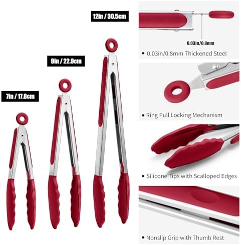 Doosu 600°F Heat Resistant Kitchen Food Tongs for Cooking with