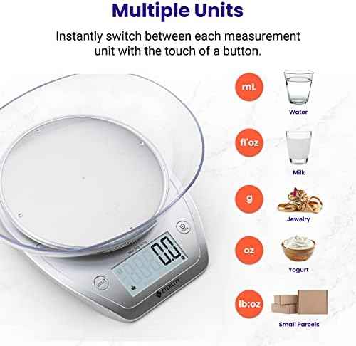 Etekcity 0.1g Food Kitchen Scale, Bowl, Digital Grams and Ounces for