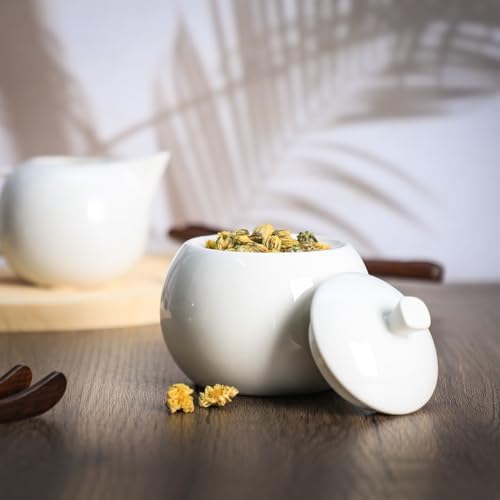 Pure White Porcelain Sugar Bowl and Creamer Set with Lid Creamer