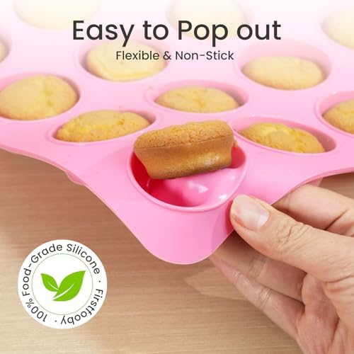2 Pcs Silicone Mini Muffin Pan, 24-Cup Mini Cupcake Pan for Baking