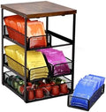Tea Bag Organizer with 5 Drawers, Wooden & Metal Tea Storage Organizer