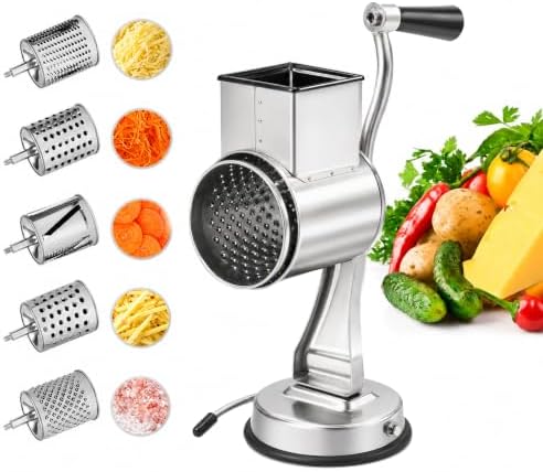 5-in-1 Stainless Steel Rotary Vegetable Grater