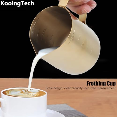Frother Cup Milk Frother Gold Frothing Pitcher with Scale 350ml