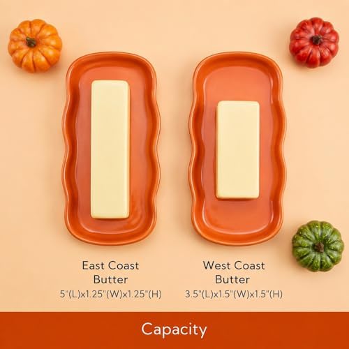 Pumpkin Butter Dish Set with Lid,Kitchen Countertop Tray with