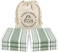 HONEST WEAVE Organic Cotton Kitchen Towels, Sage Stripe, 6-Pack, 20x30