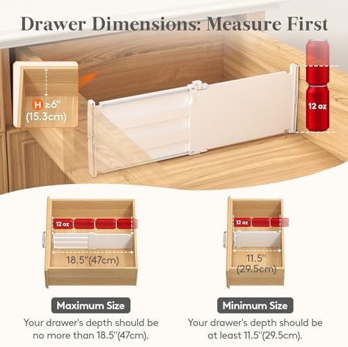Lifewit 6" Tall Drawer Dividers, Adjustable Deep Drawer Organizer