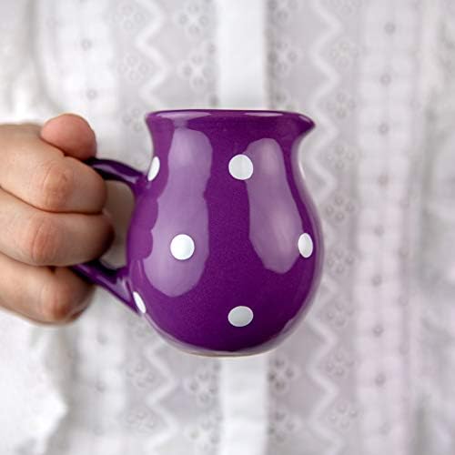 Handmade Purple and White Polka Dot Small 150ml/5oz Ceramic Creamer