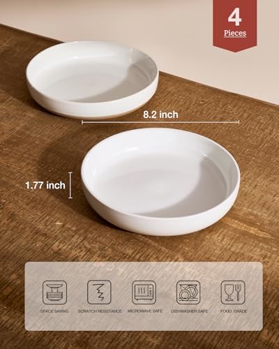 famiware Milkyway 33 oz Pasta Bowls Set of 4, White