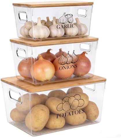 3 Pack Onion and Garlic Potato Storage Baskets,Stackable Vegetable