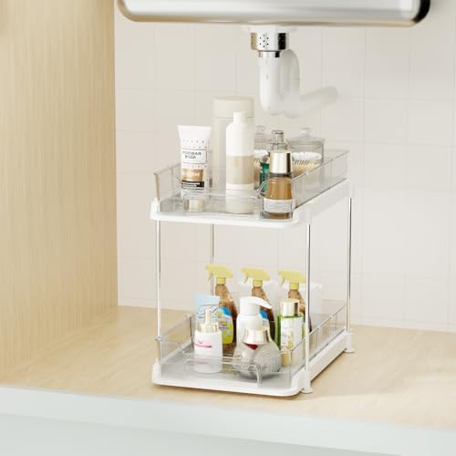 Pull Out Under Sink Organizer, 2-Tier Clear Multi-Purpose Organizer