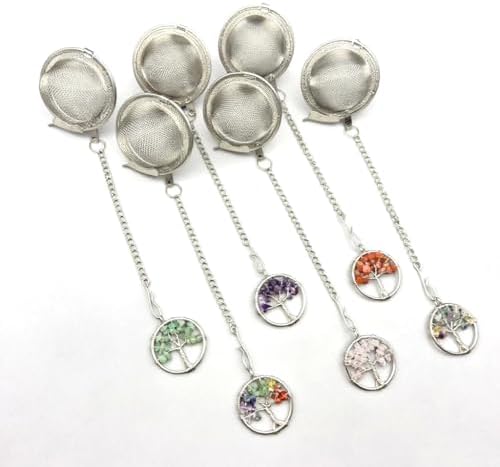 6 Pcs Reusable Stainless Steel Mesh Tea Strainers with Life Tree