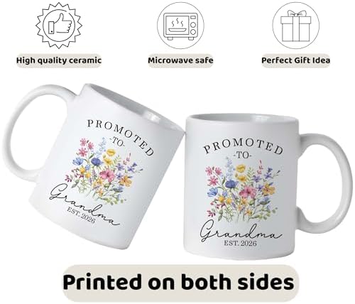 Promoted To Grandparent 2026 Mug Set, Grandmas And Grandpas Gifts