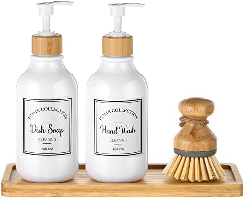 Zopeal Dish Soap Dispenser with Bamboo, 4 Pcs