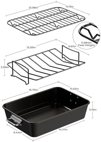 Nonstick Turkey Roasting Pan with 2 Racks, Up to 12 lb Turkey