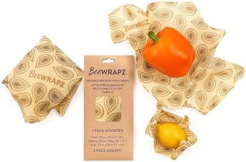 BeeWRAPZ Reusable Beeswax Wraps, Pack of 3, Grey