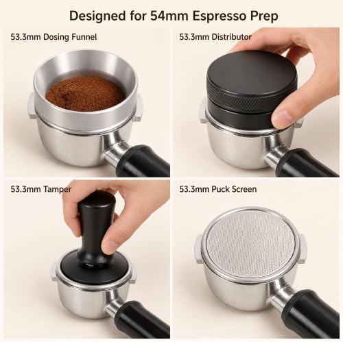 54mm Espresso Accessories Kit, 9-Piece Set with Knock Box & Tamping