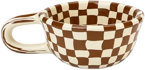 BuleVina Checkered Coffee Mug 5oz 4x2 inch, Creative Irregular