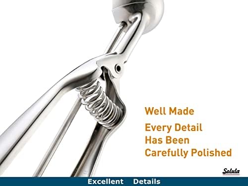 18/8 Stainless Steel Large Ice Cream Scoop Disher Melon Baller 4