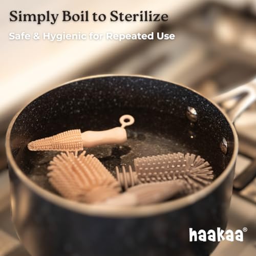 Haakaa Food-Grade Silicone Double-Ended Cleaning Brush (Brush-Grey)