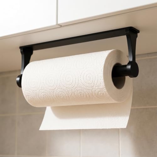 Matte Black Aluminum Under-Cabinet Paper Towel Holder
