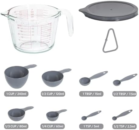 Glad Measuring Cups and Spoons Set, 10 pcs - 32oz Liquid Glass