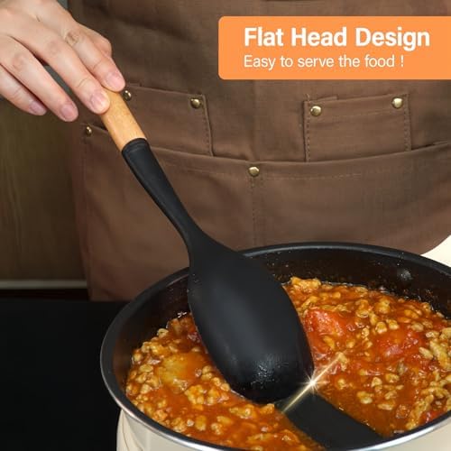 2Pcs Large Silicone Cooking Spoon Set, Nonstick Serving Spoons for