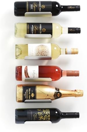 xympo Wall Mounted Wine Rack Set – 6-Piece Aluminum Bottle Holders