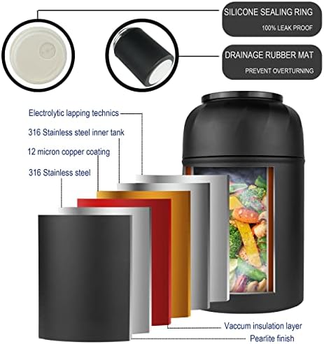 Thermo for Hot Food & Drinks, Thermo Lunch Box, 17oz Vacuum Insulated