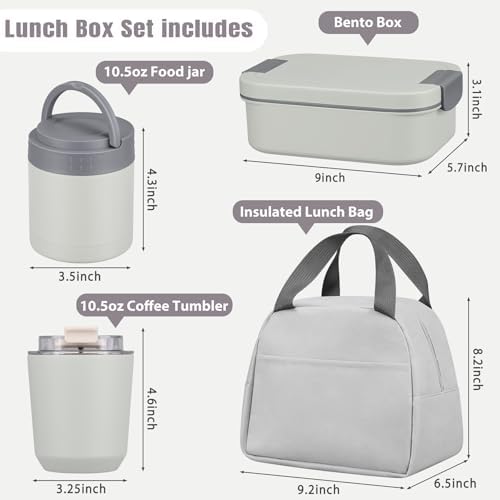 Large Bento Lunch Box Set with 10.5oz Soup Thermo and Lunch Bag
