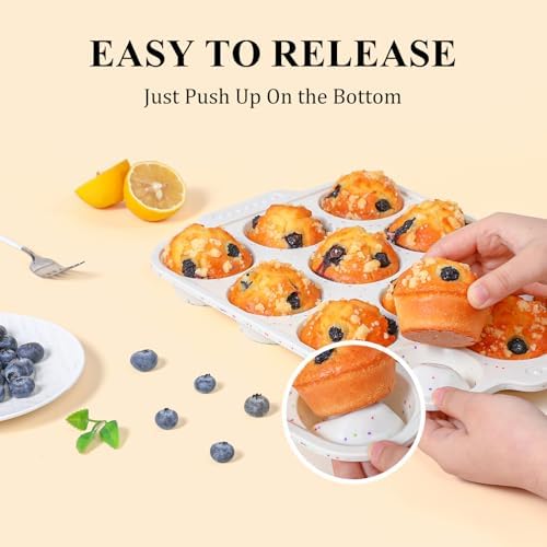 Vinino 12 Cup and 24 Cup Silicone Muffin Pans with Reinforced Frame