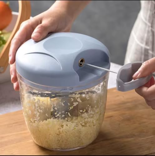 Manual Hand -Powered Food Chopper with Pull-Cord Mechanism – Compact
