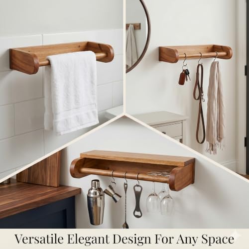 Acacia Wood Paper Towel Holder, Under Cabinet Wall Mount